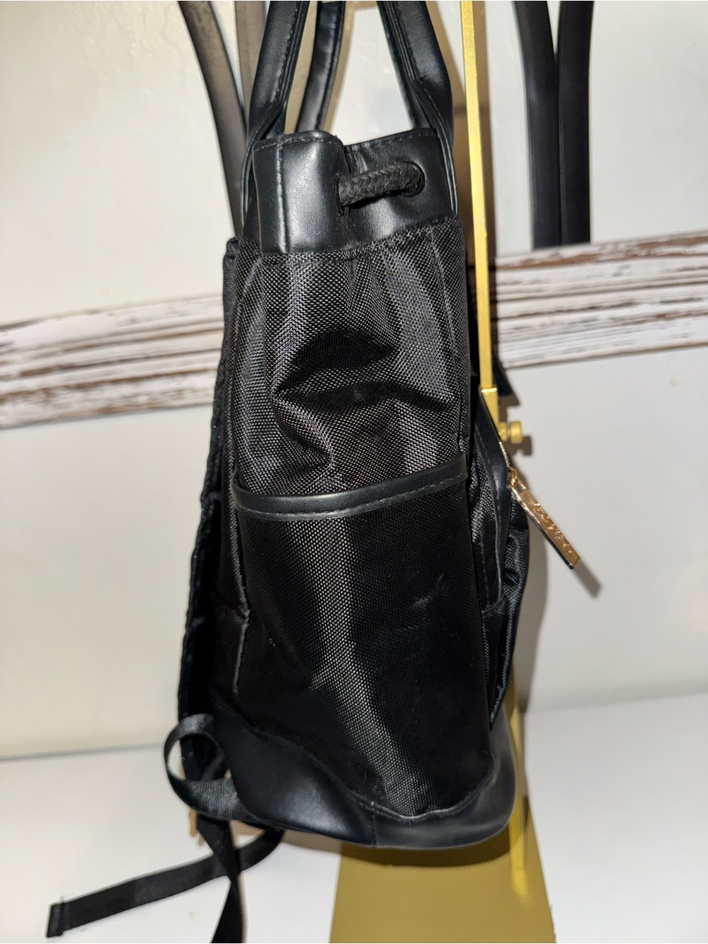Versace Perfums black nylon backpack bag w gold hardware like new - Picture 14 of 15